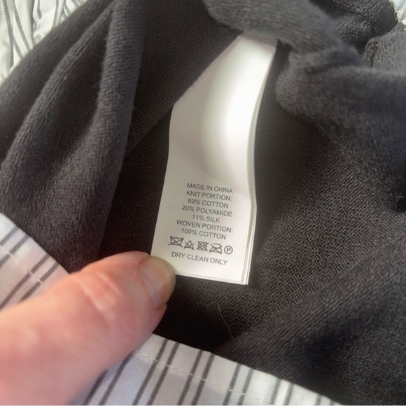 Kate Spade Black Long Sleeve Top with Striped Ruffle Hem - Size Medium - Picture 6 of 7